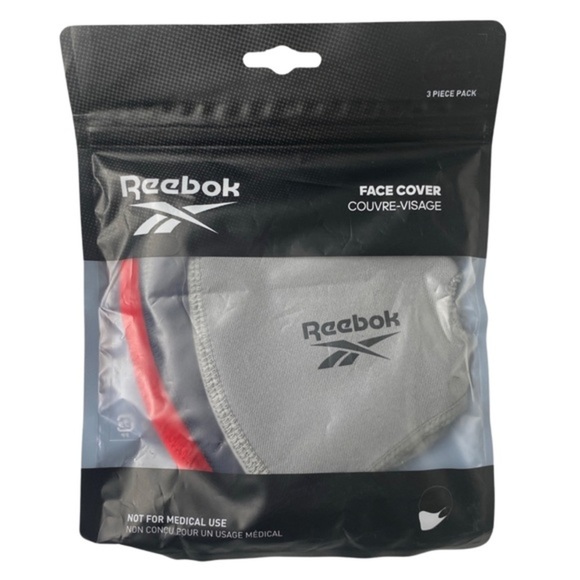 Reebok Face Mask Cover 3 Pack (Size:Large, Color:Gray/Red/Navy) - Picture 1 of 3